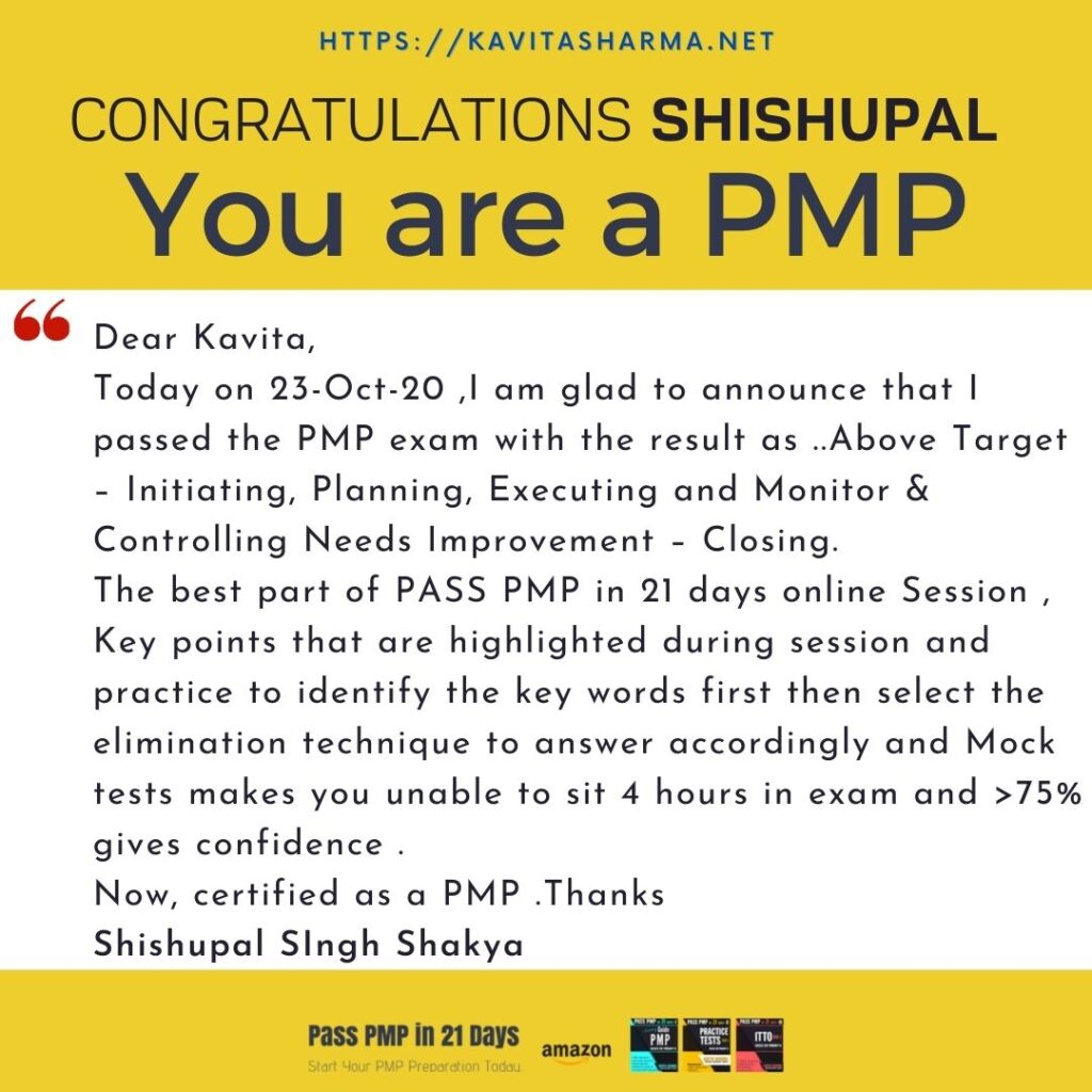 Congratulations Shishupal - On Achieving Pmp Success 1 Congratulations Shishupal