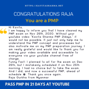 Congratulations Raja For Earning Pmp 14 Raja