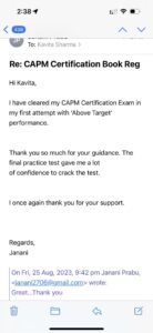 Congratulations On Your Capm Success, Janani 9 Janani CAPM