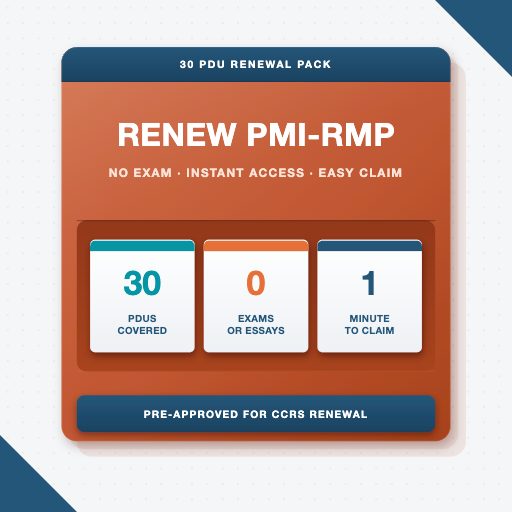 30 PDU RENEWAL PACK RENEW PMI-RMP NO EXAM · INSTANT ACCESS · EASY CLAIM by Kavita Sharma