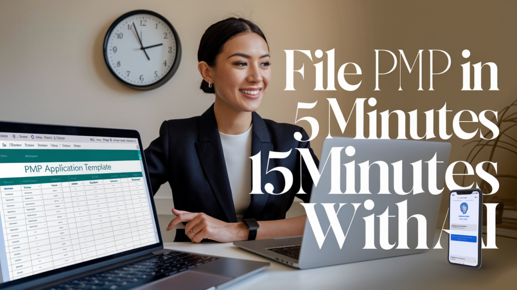 File PMP Application in 15 Mins with AI - download PMP template in Excel with custom AI prompts by Kavita Sharma